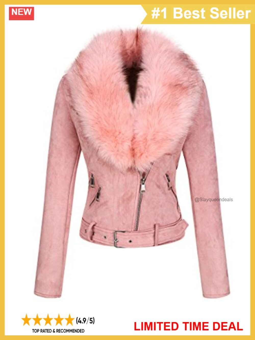 Faux Suede Moto Biker Jacket Sherpa Lined Women's Winter Coat